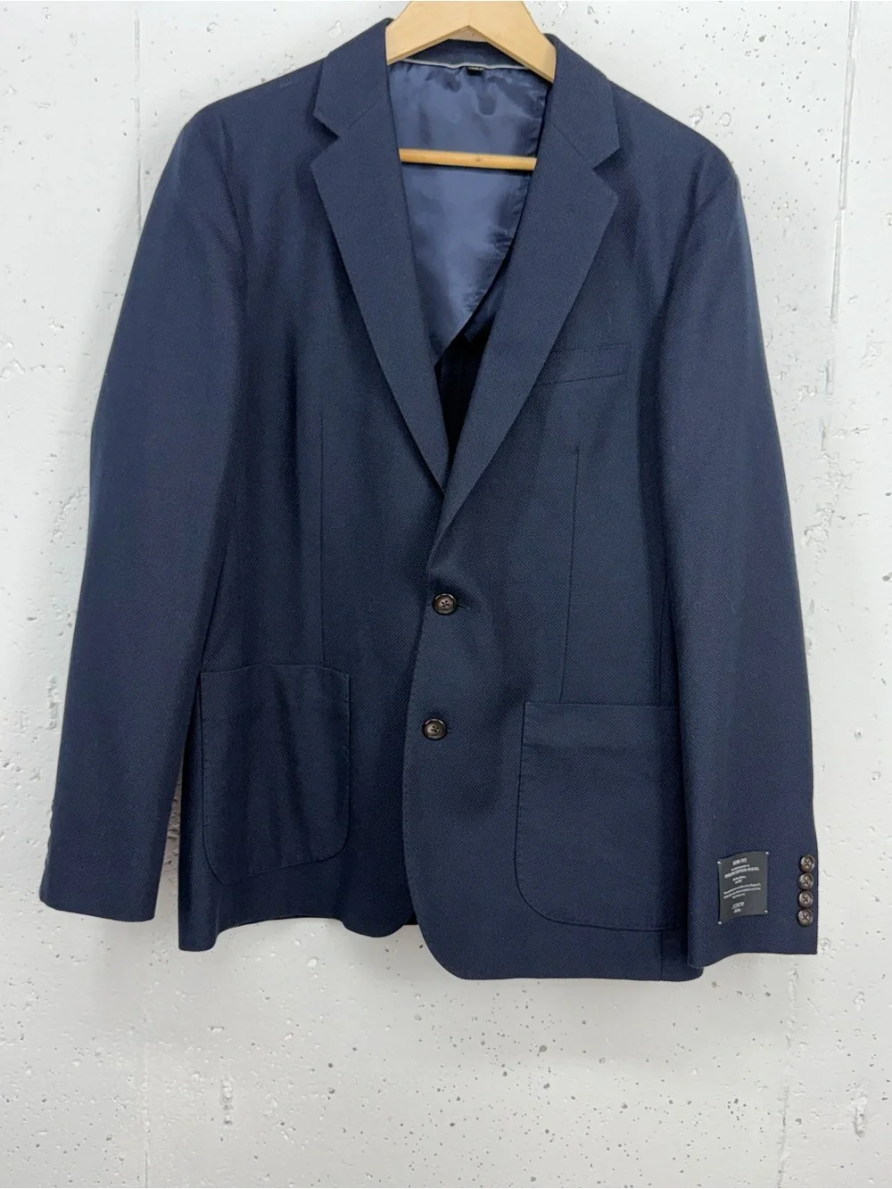 J. Crew Men’s 41R Ludlow Navy Blue Slim-fit English Cotton Wool Blend Blazer NEW